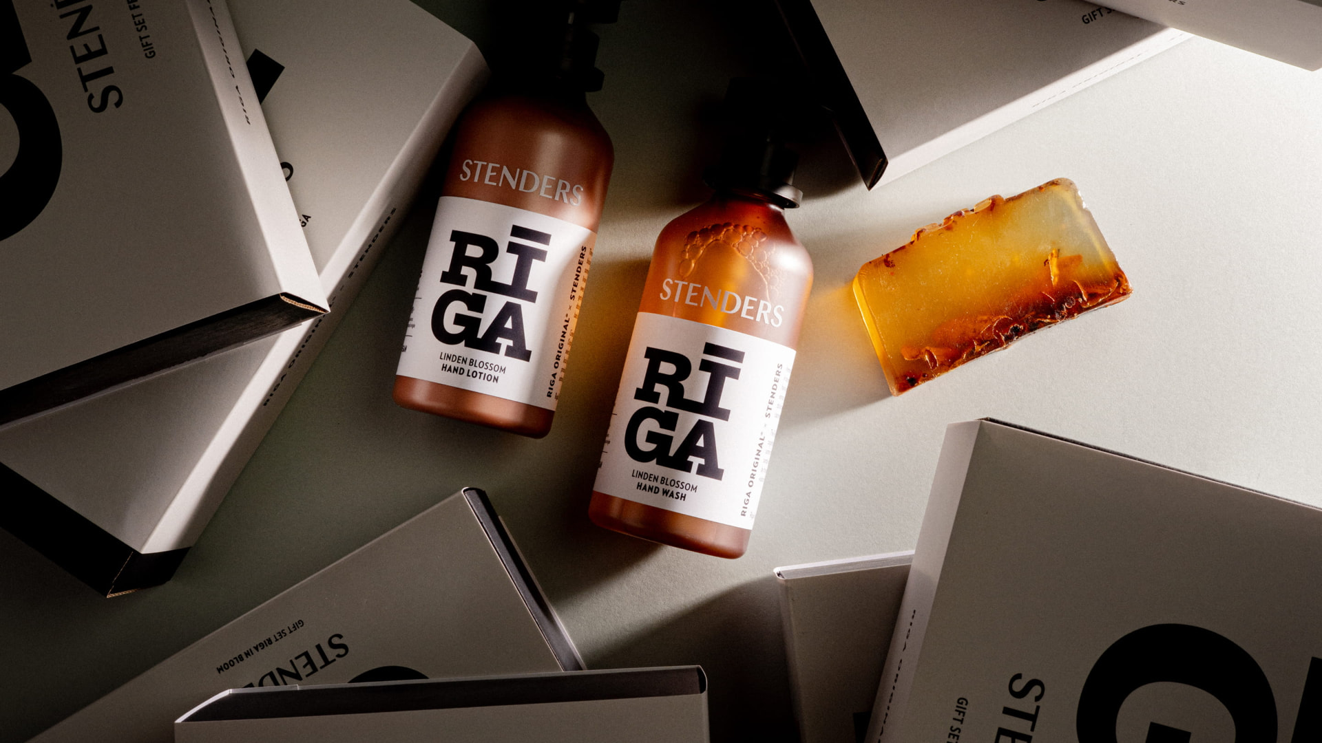STENDERS Riga Original gift set boxes with hand wash, hand lotion and amber soap